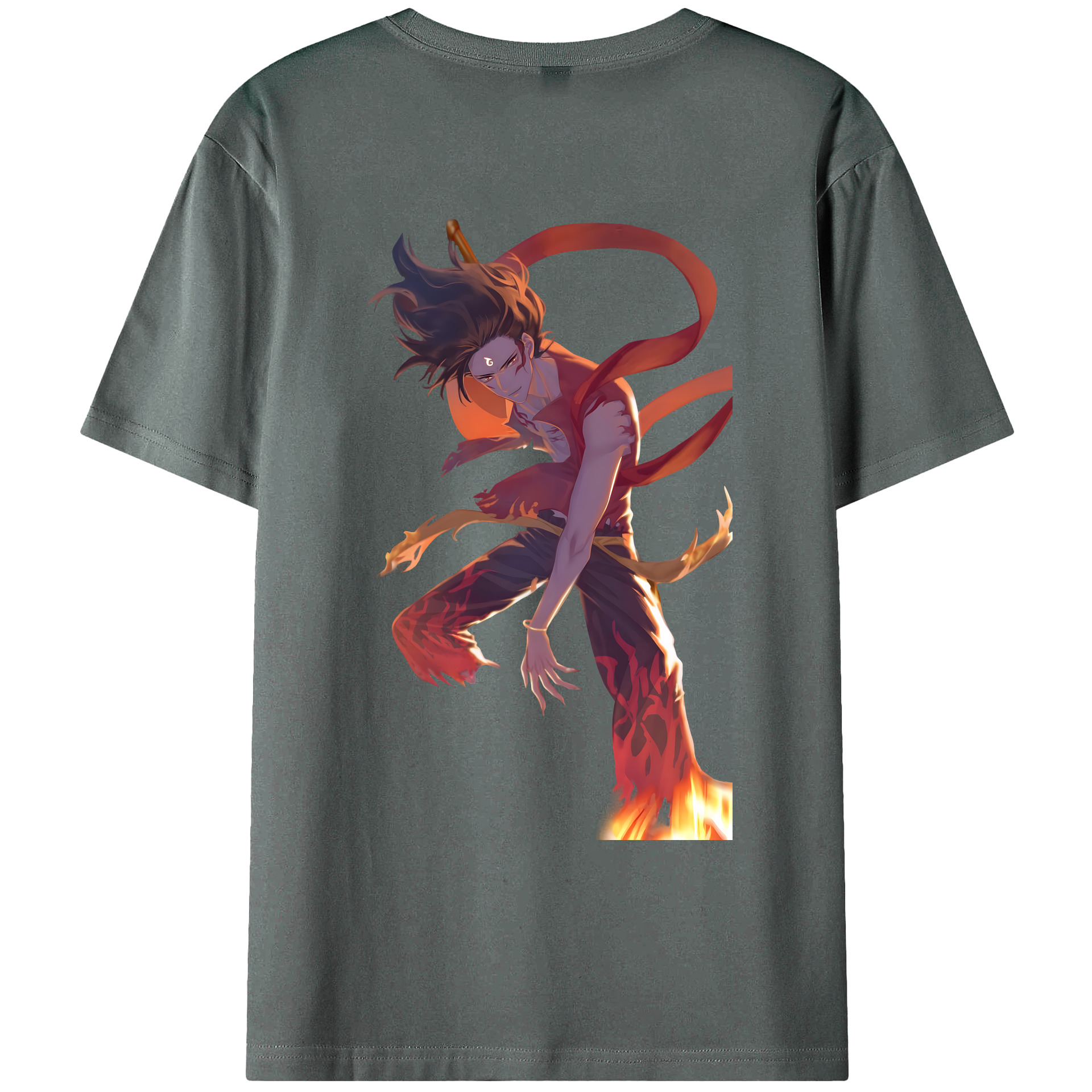 （画像用） Ne Zha 2 ナタ 魔童の大暴れ 綿100％ メンズ半袖Tシャツ（バックプリント） 通気性